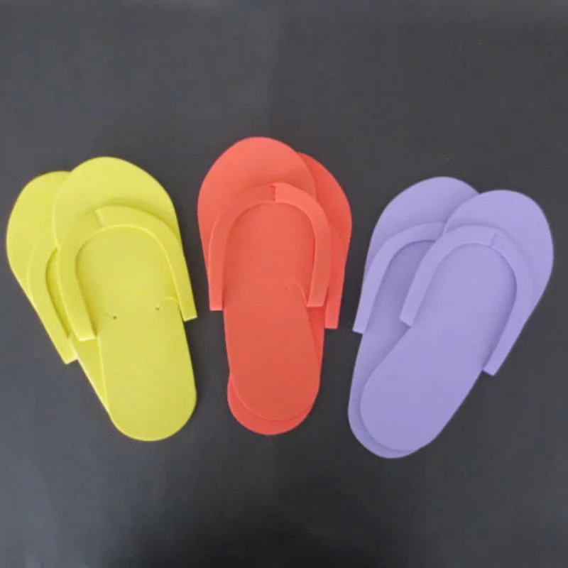 Mayitr 6pairs Disposable Foam Slippers High Quality Spa Pedicure Flip Flop Assorted Colors For Salon Foot Care Tool