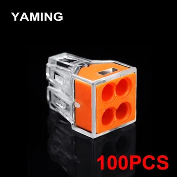 

(100PCS) Orange PCT-104 4P 773-104 Push wiring For Junction box 4 pin conductor Terminal block wire connector P296