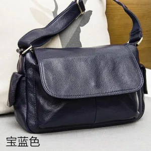 Лидер продаж, женские сумки из натуральной кожи, известный бренд, женские сумки-мессенджеры из натуральной воловьей кожи, сумки через плечо, модные повседневные сумки - Цвет: Blue