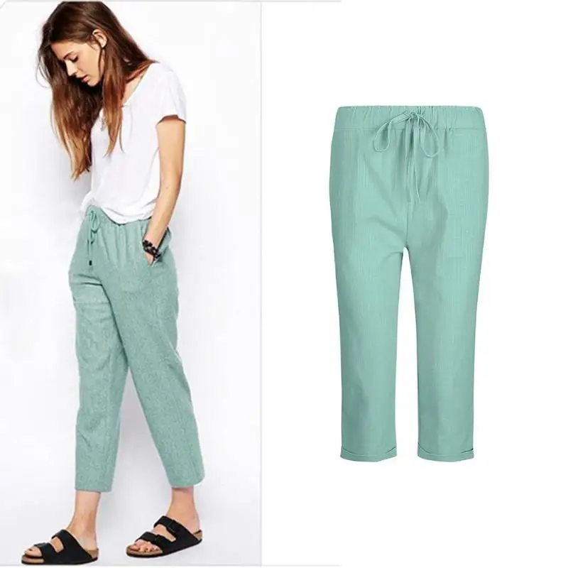 Summer Harem Pants Women High Waist Loose Elastic