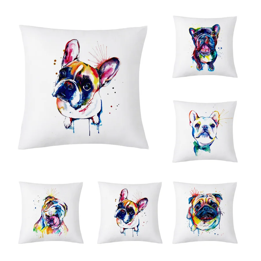 

YWZN Creative Dog Cushion Cover French Bulldog Printing Throw Pillow Case Bulldog Cushion Cover Home Decoration Pillowcase