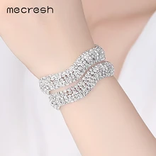 Mecresh привлекательные геометрические свадебные браслеты для женщин серебристого цвета с кристаллами вечерние женские браслеты свадебные ювелирные изделия MSL339