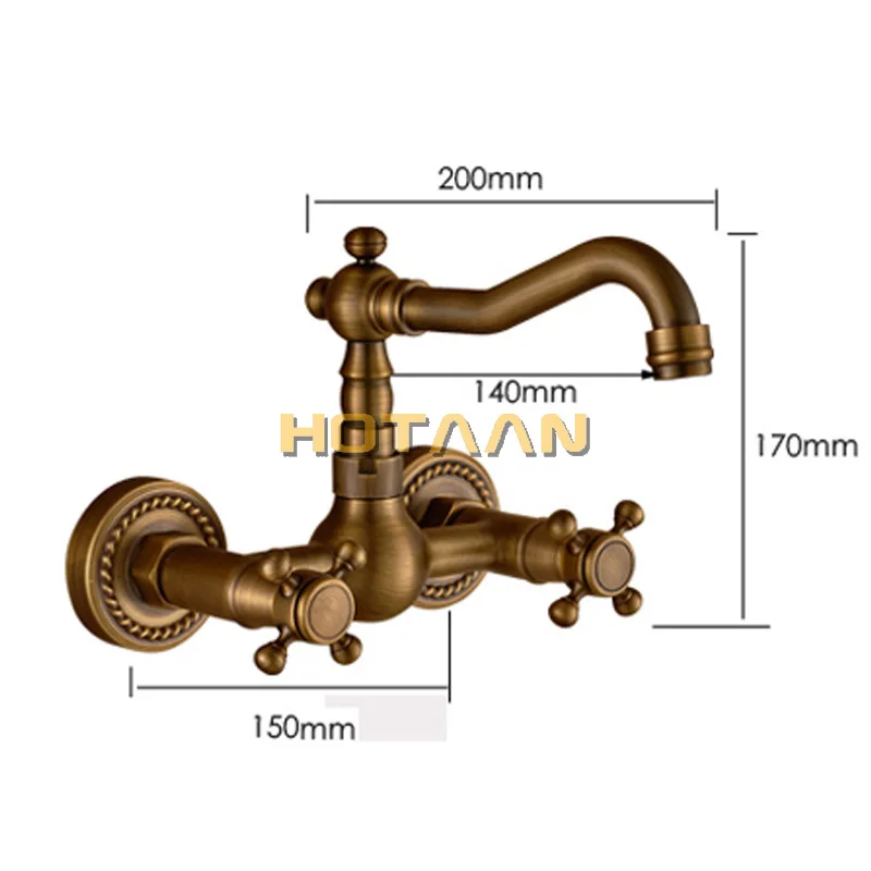  Free shipping Kitchen Faucet torneira wall mounted Antique Brass Swivel Bathroom Basin Sink Mixer T - 32314522051