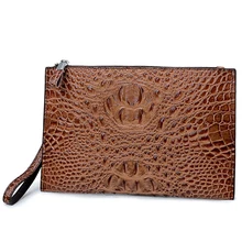 Натуральная кожаная сумка-конверт с узором «крокодиловая кожа» для мужчин, клатч, напульсник из воловьей кожи, мужская сумка для мобильного телефона, мужская сумка для отдыха