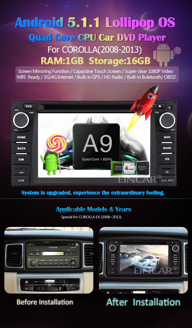 Discount For Toyota For Toyota Corolla Car Stereo In Dash Navigation Vehicle GPS Unit car gps DVD Player Bluetooth Autoradio Audio WiFi 3