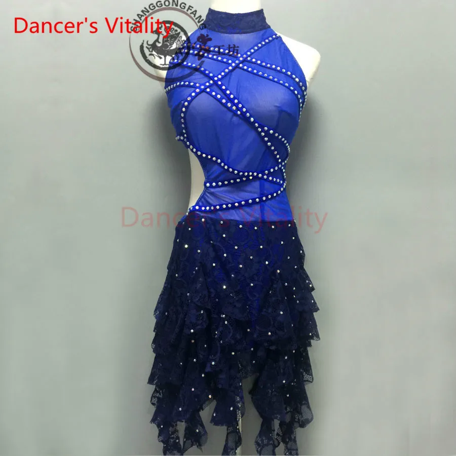 

Dancer's Vitality 2017 New Brand Sleeveless Harness Back Opening Tassel Skirt Latin Dance Dress Women Samba Salsa Tango Dress