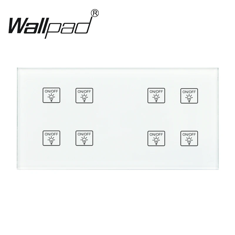 

8 Gang 2 Way Switch Wallpad 110-250V 172*86mm Crystal Glass Panel Customize 4 Gangs + 4 Gangs Double Control Touch Sensor Switch