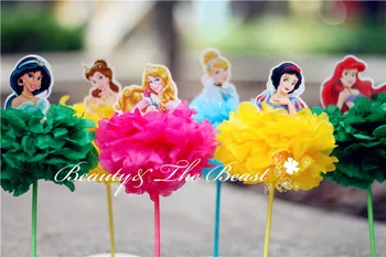 

7.2'' High Princess Snow White Cinderella Aurora Ariel Belle Cupcake Toppers Birthday Party Decorations Kids Baby Shower 12pcs