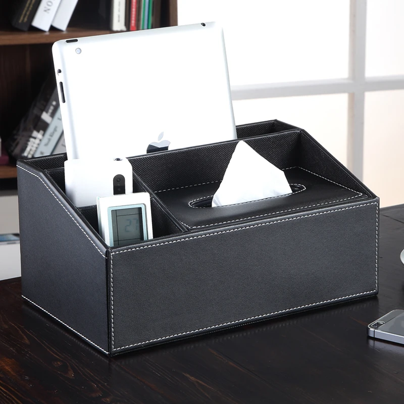 

Remote control storage box fashion multifunctional tissue pumping box pu leather box fashion coffee table storage box