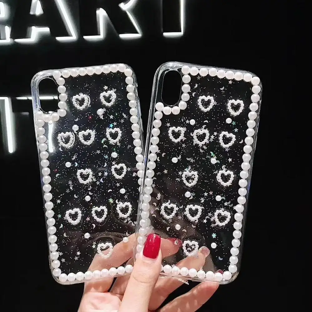 Роскошный 3D перламутровый Блестящий Прозрачный чехол для iPhone X XS Max XR Мягкий