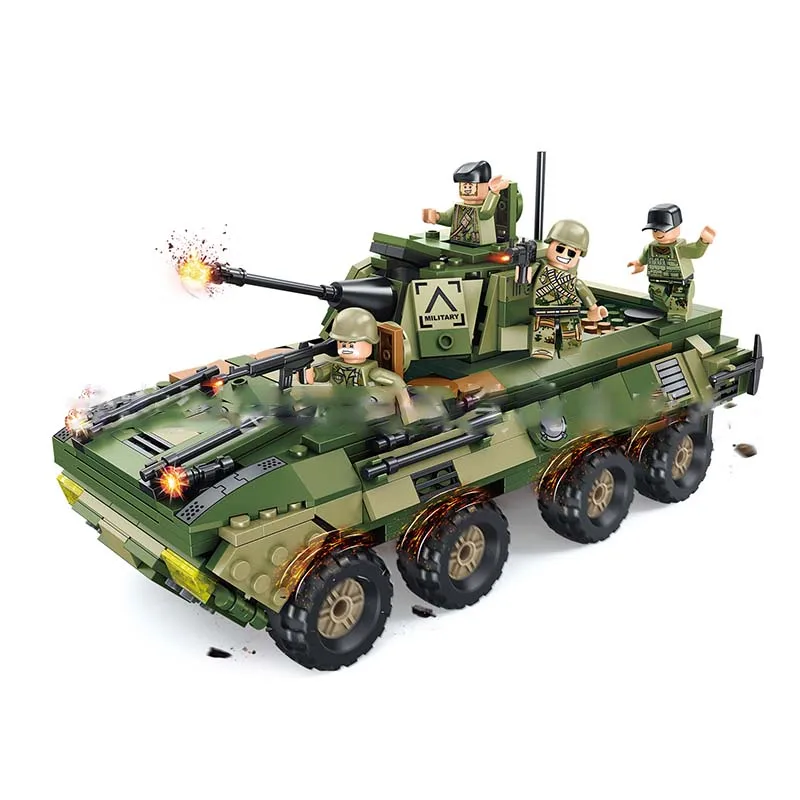 

588pcs Military series German Bison armored transport vehicle army soldier Action Figures Building Blocks Toy for kid gifts
