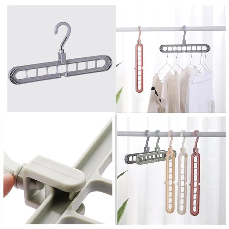 

4pcs/lot New arrival Magic Hangers Portable Space Saver cabide Wonder 9-Hole Magic Clothes Hanger Hook Closet Organizer