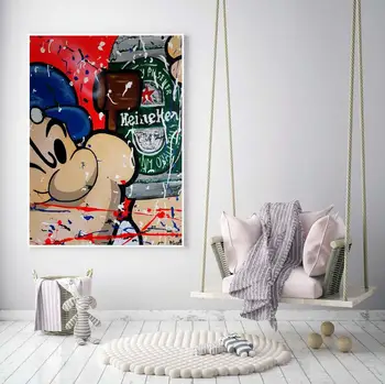 

free shipping hand made Alec Monopoly graffiti pop art cartoons 100% oil painting on canvas good for home decoration