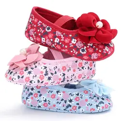 Новинка весны детская модная одежда для девочек В стиле принцессы цветочный Нескользящие кроватки в полоску Повседневное мелкой Prewalkers