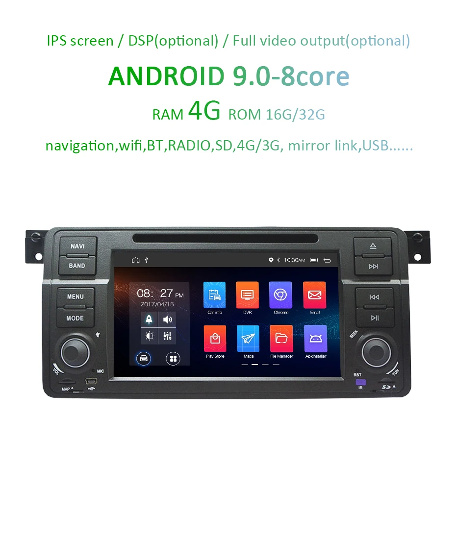 Ips DSP Android 9,0, 4 ГБ, 64 ГБ, 1DIN dvd-плеер для BMW E46 M3 MG ZT 318/320/325/330/335 Rover 75 gps радионавигации стерео BT4