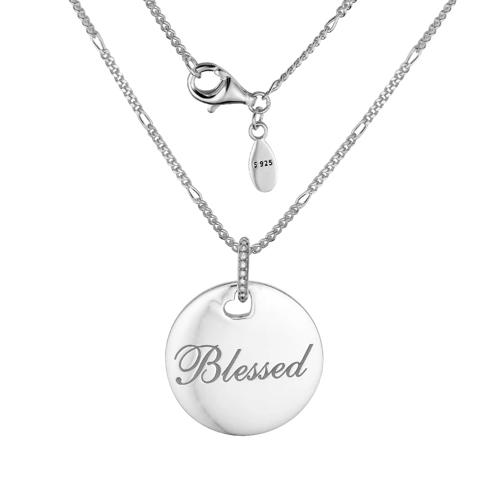 

FANDOLA Jewelry Real 925 Sterling Silver Blessed Disc Necklace Fashion Necklaces for Women DIY Charms Jewelry Winter Newest