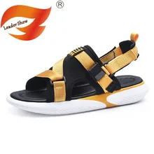 Leader Show/мужские сандалии; коллекция года; сезон лето; новые мужские шлепанцы; модные оригинальные повседневные сандалии для мужчин; уличная нескользящая обувь на плоской подошве
