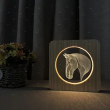 Лошадь формы ночные светильники Украшение для спальни кабинет магазин кнопочный переключатель деревянный акрил лампа поддержка прямой доставки