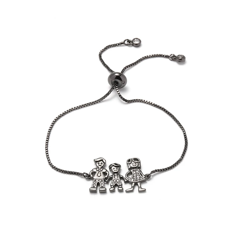

G.YCX Charm Cubic Zirconia Parent-child Bracelets Mom Dad Son Hand in Hand Women Gold Adjustable Bracelets Mother's Day Gifts