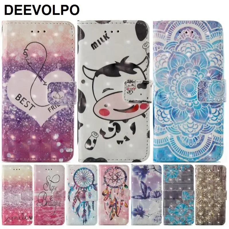 

DEEVOLPO Leather Phone Case For apple iPhone X XS 7 8 Plus 6 6S Plus 5 5S Beautiful Mandala Bells Chimes Wallet Flip Cover DP03Z