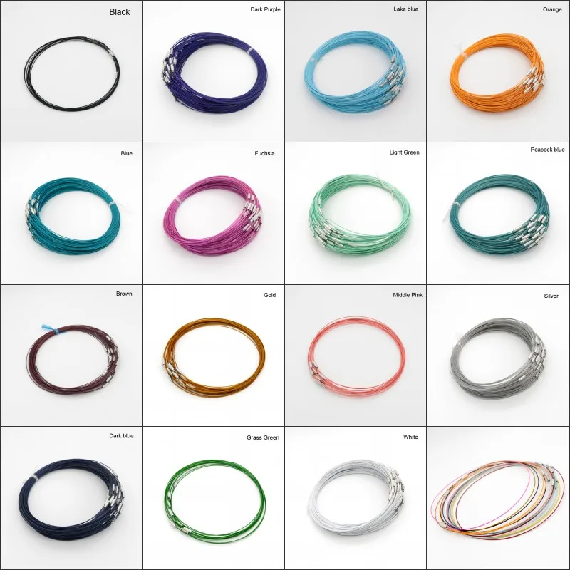 10pcs 46cm Stainless Steel Wire Cord Cable Woman Necklace Metal Rope Chain Choker DIY Jewelry Findings Accessories