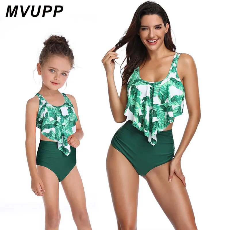 

mommy and me beach swimsuit mother daughter swimswear for family matching clothes high waist bikini look mom mum mama baby 2019