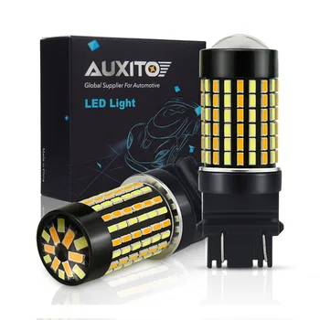 

2pcs 3157 LED Switchback Bulb Dual Color White Yellow 1200Lm 3014 P27 T25 Led Turn Signal Tail Brake Stop Light P27W 3156