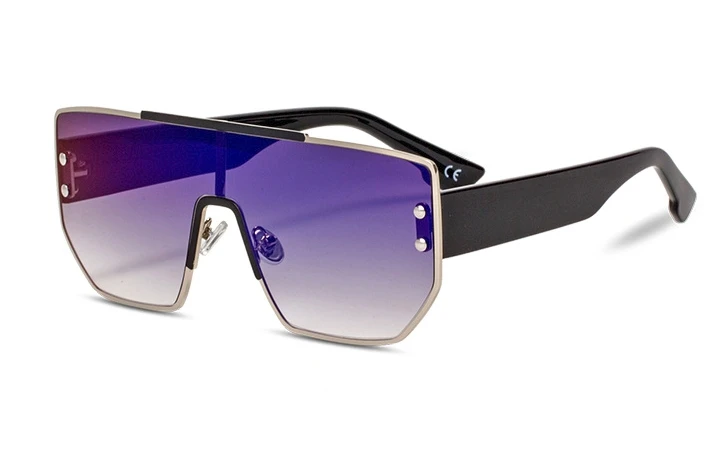 Роскошные солнцезащитные очки как у знаменитостей негабаритные Женские Модные Оттенки UV400 Винтажные Очки 47913 - Цвет линз: black blue