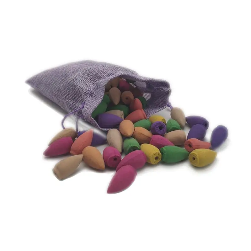 

35/75pcs/Bag Incense Smoke Backflow Incense Mixed Colour Lavender Sandalwood Fragrant Aromatherapy Indian Tibetan Cones
