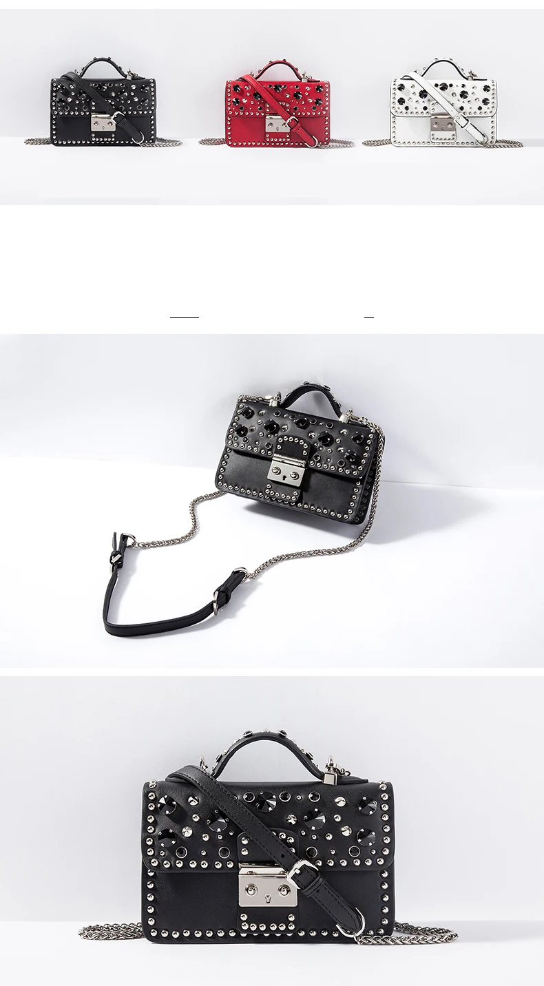 Fashion Women Messenger Bag New Brand Genuine Leather Female Shoulder Bag Luxury Diamond Woman Handbags Strap Bags White  (10)