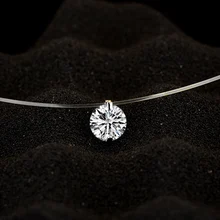 Распродажа серебряный цвет сверкающий циркон ожерелье для женщин и невидимая прозрачная леска простой кулон ювелирные изделия