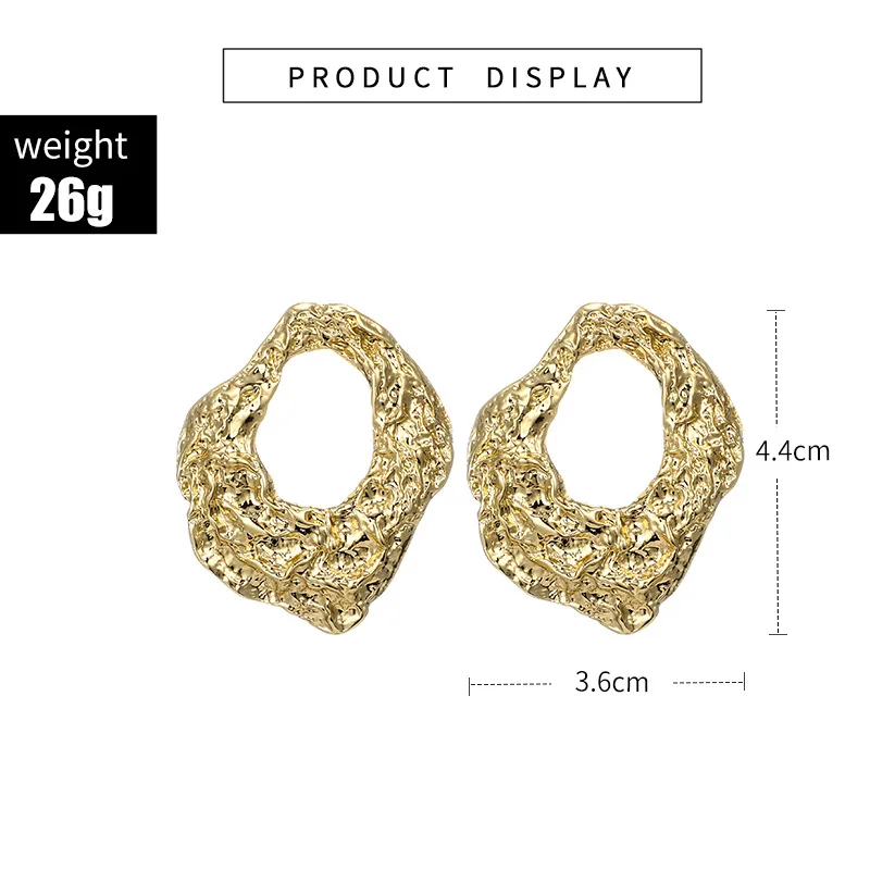Punk Abstract Metal Earring For Women Geometric Earring Stud Shellhard Silver Gold Statement Tribal Crushed Irregular Earring