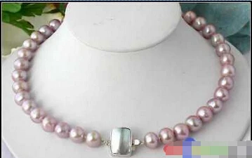 

HOT## Wholesale FREE SHIPPING >>> AA 17"12MM lavender ROUND FW PEARL NECKLACE SILVER MABE