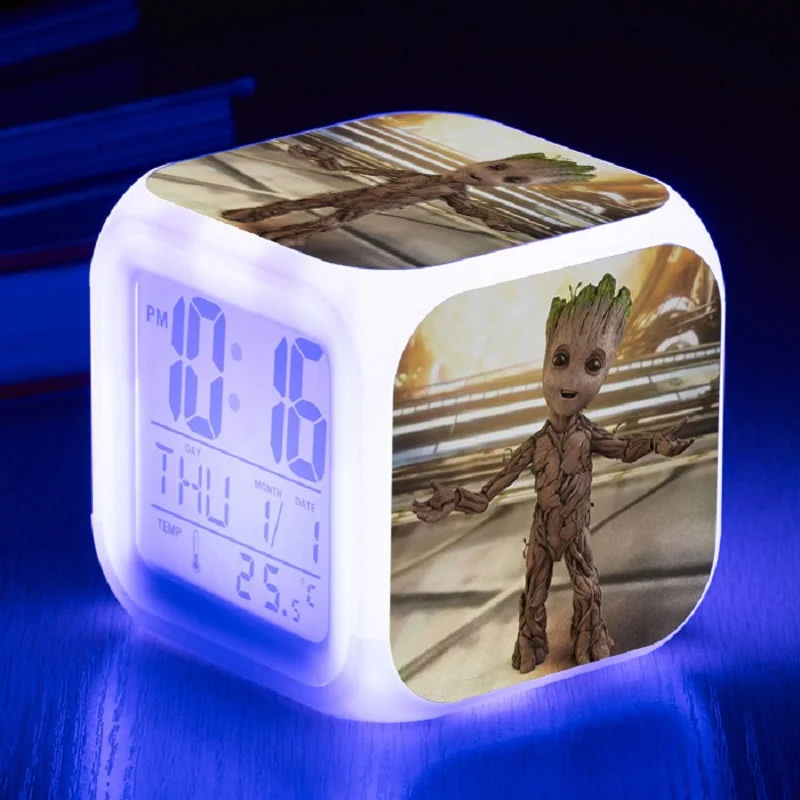 Marvel Guardians Of the Galaxy 2 Potted Tree Man Alarm Clock Vinyl Night Light Action Figure Toys Rocket Star-Lord Gift