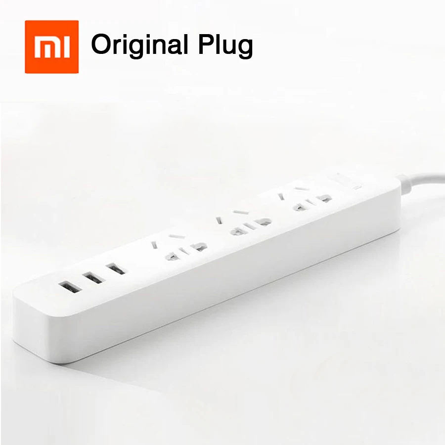 Дешево Оригинальный XiaoMi 3 Mi Smart Plug адаптация мощность полосы с 3 USB расширение стандартный разъем 1 2A 3 розетки для телефона планшеты PC