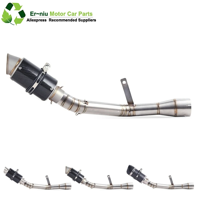 

Motorcycle Full Exhaust Middle Pipe Connection Link Pipe Round 51mm Muffler Slip On For Kawasaki Z900 Ninja900 2017 2018