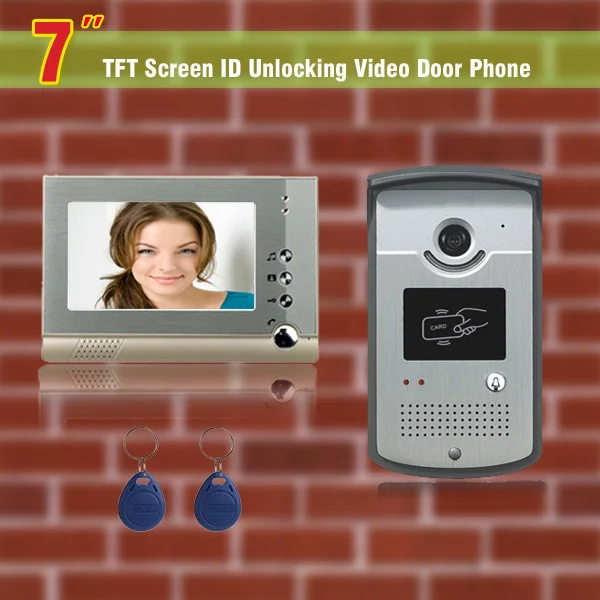 

7" monitor video door phone intercom doorbell system video doorbell intercom video doorphone 2-RFID card Unlocking