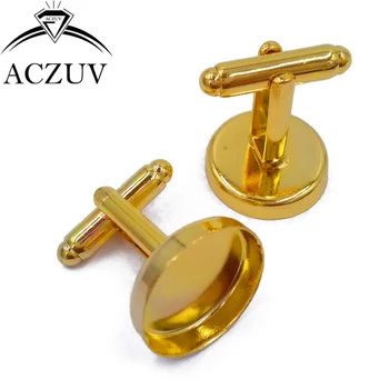 

100Pcs 12mm 14mm 16mm 18mm 20mm 25mm Gold Plated Round Bezel Blank Cufflinks Blanks Findings Cuff Links Settings CL003