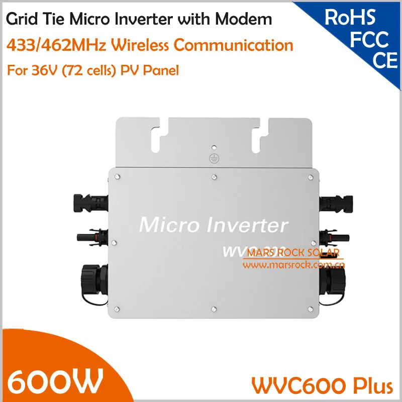 С функцией беспроводной связи Wateproof 600 Вт Сетка галстук микро инвертор соответствует 2 м AC соединительный кабель для 36 В PV панели