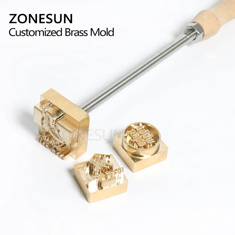  ZONESUN Brass stamp custom mold trademark wedding invitation card logo DIY wood leather cookie copp - 32893288880