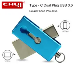 CHYI Тип C USB флешка 32 ГБ Гб OTG Металл USB 3,0 Ручка-накопитель 64 ГБ флешки мини водостойкий Memory Stick 16 ГБ U диск для ПК телефон