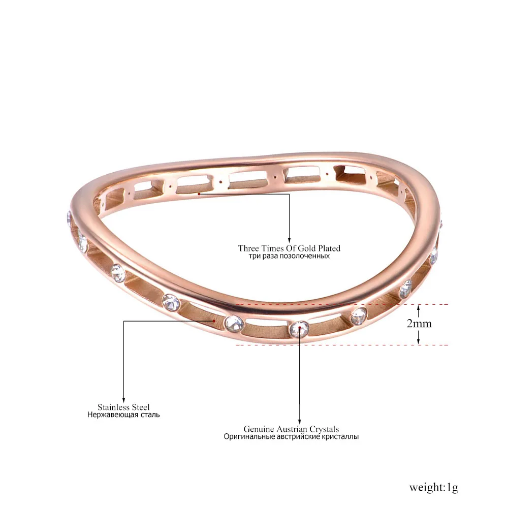 Lokaer Модные кольца с кристаллами CZ для юбилея, ювелирные изделия для женщин и девочек, розовое золото, нержавеющая сталь, Изогнутое Кольцо R19018