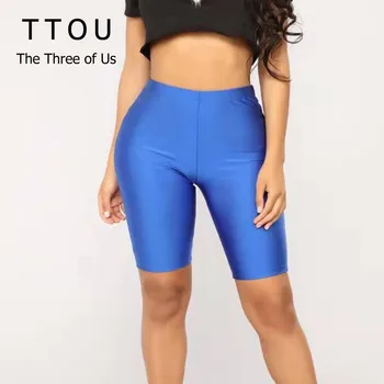 

Fashion Solid High Elasticity Gym Active Cycling solid fitness Women shorts feminino chores para mujer Skinny Slim biker shorts