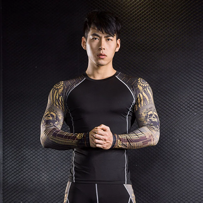 

Tops & Tees Men's sweatshirt rashgarda mma long sleeves thermal underwear compression crossfit running tights sports suit 4xl