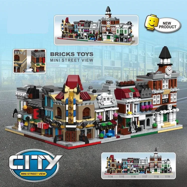 

6 in 1 Model building kit compatible with city mini Creators serie town hall Brick Bank Model Building City street 1000+pcs