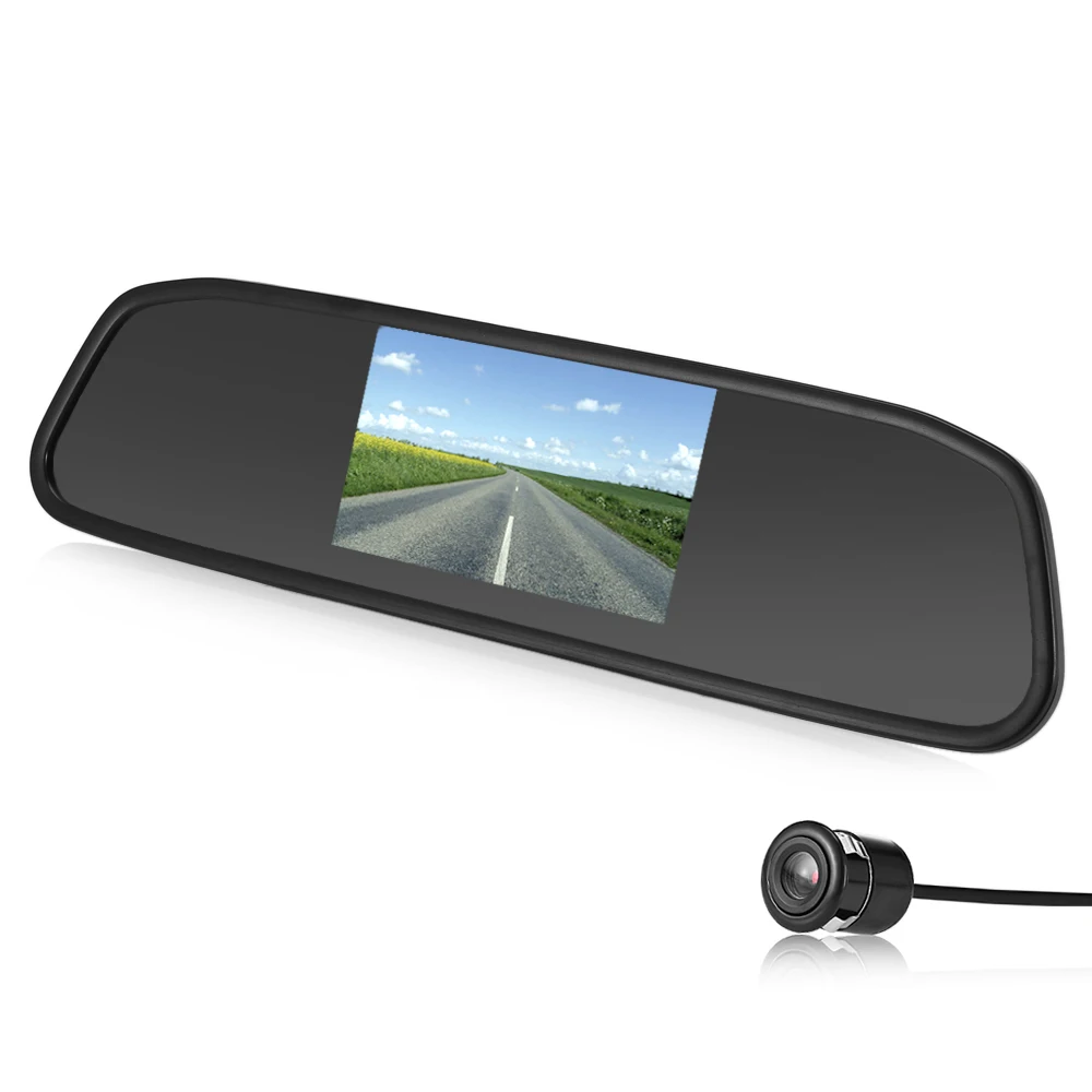 

Universal 4.3 inch Car Rearview Mirror Monitor Display 170 Degree Night Vision Reversing Camera with 4 LED Lights