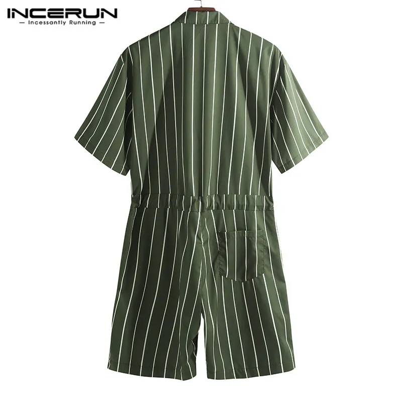 Incerun macacão masculino de manga curta, moda
