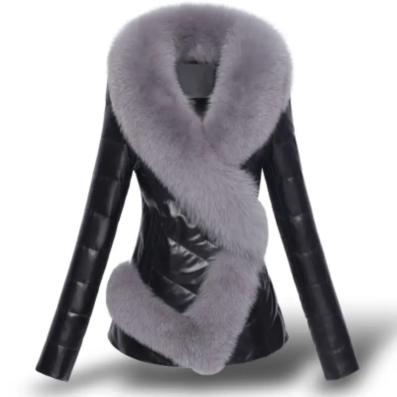 Veste Bas black Des À Pu Survêtement Lady Longues Hiver Coton Cuir Manches Femmes gray Manteau Red Épaississent Mode Mince Vers En Court Le Faux Chaud 2019 De AXx5F8wA