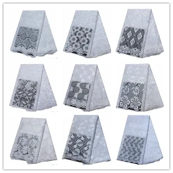 

Wholesale frican lace fabric 2019 latest french lace fabric White tulle Nigerial laces fabrics for 5 yards free shipping