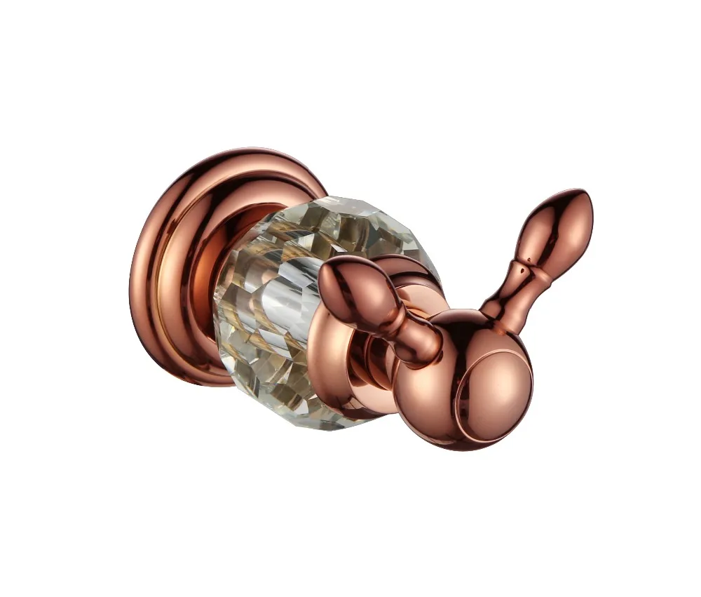 

FREE SHIPPING NEW design BATHROOM ACCESSORIES 24k rose GOLD Crystal robe hook